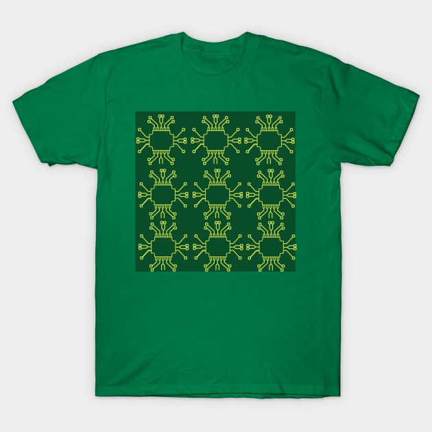 Printed circuit Board PCB Seamless Pattern Design for Electronics engineer and Technicians and engineering Students T-Shirt by ArtoBagsPlus
